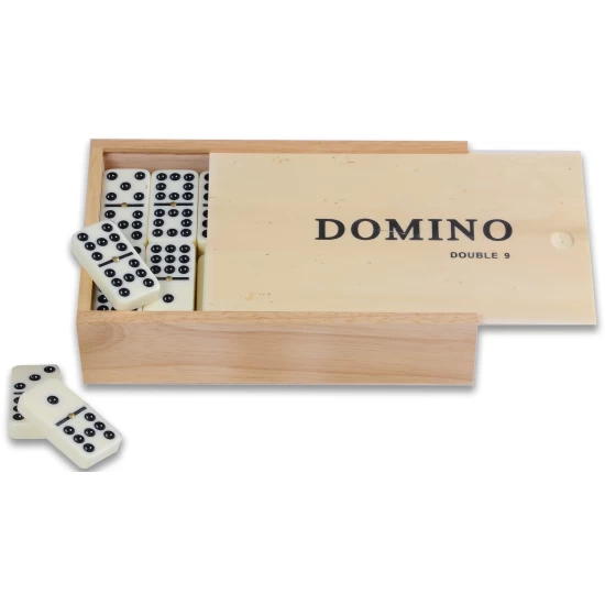 Domino Dubbel 9 Met Pen/Wit.stenen Kist