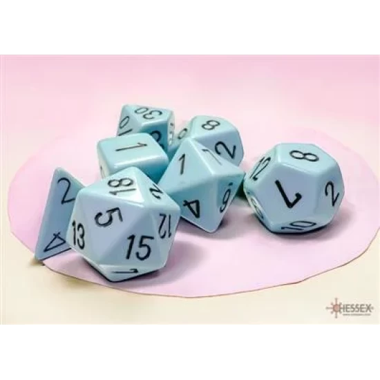 Chessex Opaque Pastel Blue/Black Polyhedral 7-Dice Set