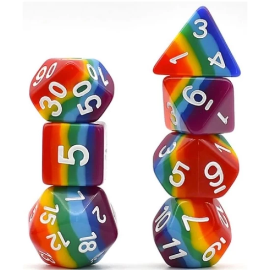 Opaque Rainbow Layer Rpg Dice Set