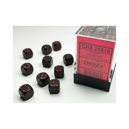 Dice Set Opa Lt. Black/Red 12Mm (36) Dice Set Opa Lt. Black/Red 12Mm (36)