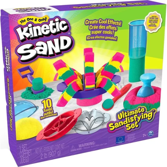 Kinetic Sand - Ultimate Sandisfying-Set Met 907 Gram Roze Geel En Blauwgroen Speelzand - Met 10 Vormen En Gereedschappen Kinetic Sand - Ultimate Sandisfying-Set Met 907 Gram Roze Geel En Blauwgroen Speelzand - Met 10 Vormen En Gereedschappen