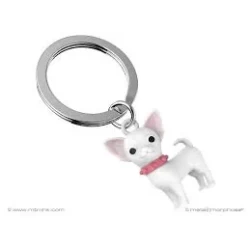 Chihuahua Keyring Matt White + Soft Pink Chihuahua Keyring Matt White + Soft Pink