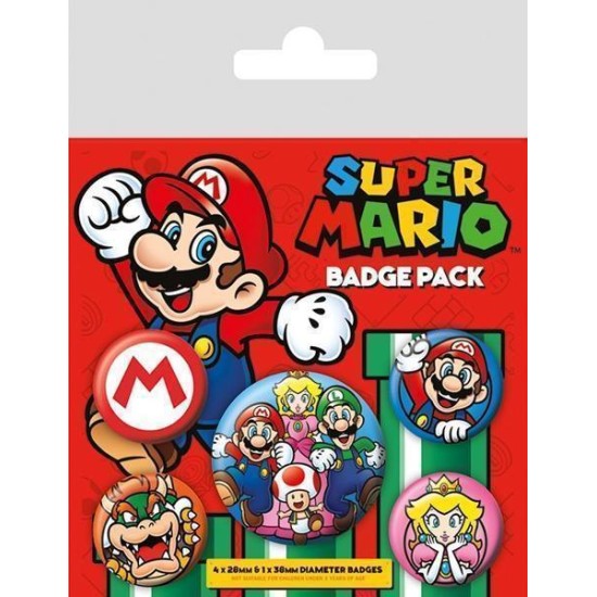Super Mario Pin-Back Buttons 5-Pack