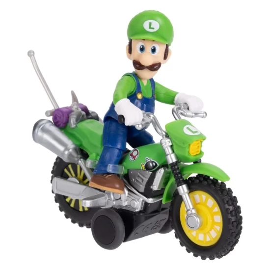 The Super Mario Galaxy Movie Action Figure With Pull Back Motorcycle Luigi 6 Cm