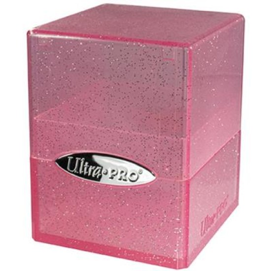 Deckbox Satin Cube Glitter Pink