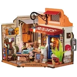 Robotime Diy Huisje Corner Bookstore Met Led Verlichting Dg164 25×167X18Cm