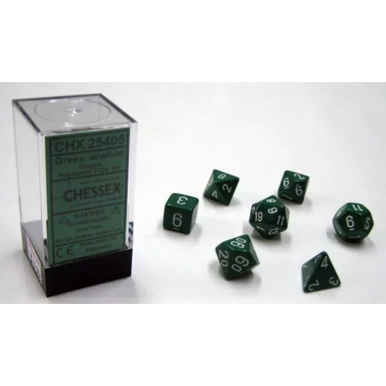 Dice Set Opa Poly Green/White (7) Dice Set Opa Poly Green/White (7)