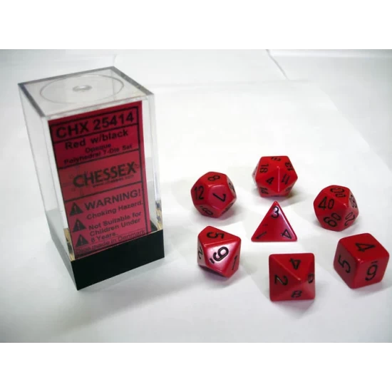 Dice Set Opa Poly Red/Black (7)