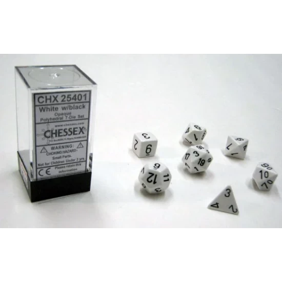 Dice Set Opa Poly White/Black (7) Dice Set Opa Poly White/Black (7)