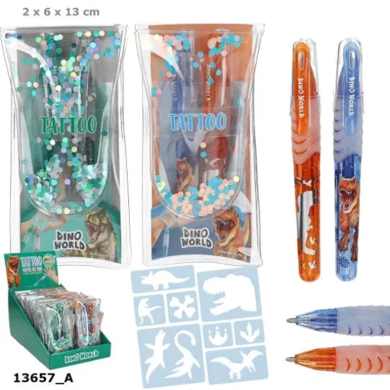 Dino World Tattoo Glitter Gelpennen