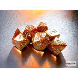 Glitter Mini-Polyhedral Gold/Silver Dobbelsteen Set (7 Stuks) Glitter Mini-Polyhedral Gold/Silver Dobbelsteen Set (7 Stuks)