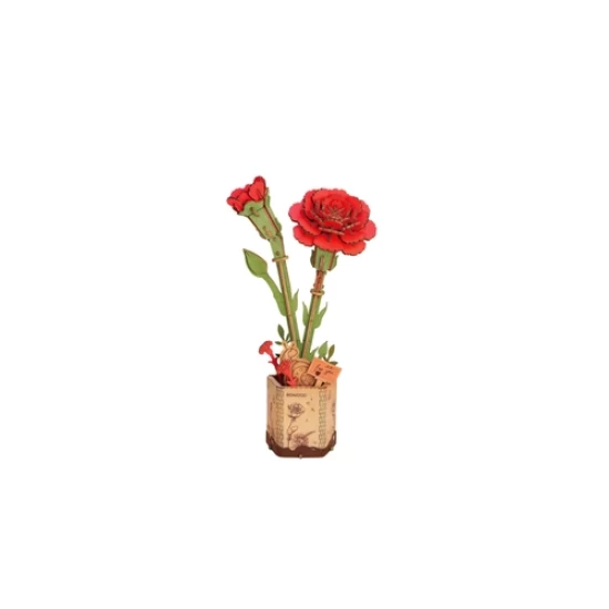 Robotime Diy Houten Bloem Red Carnation/Rode Anjer Tw052 12X8X22Cm