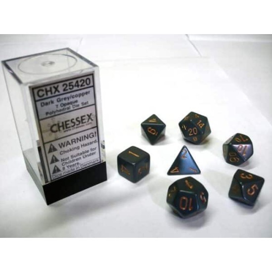 Dice Set Opa Poly Dk. Grey/Copper (7)