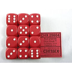 Dice Set Opa Poly Red/White 16Mm (12) Dice Set Opa Poly Red/White 16Mm (12)