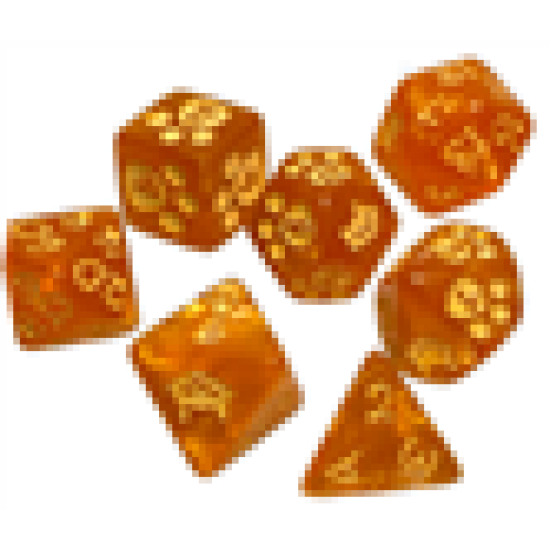 Kitten Polyhedral Dice (7) Orange