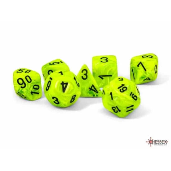 Vortex® Mega-Hedral Bright Green/Black Dobbelsteenset (7 Stuks)