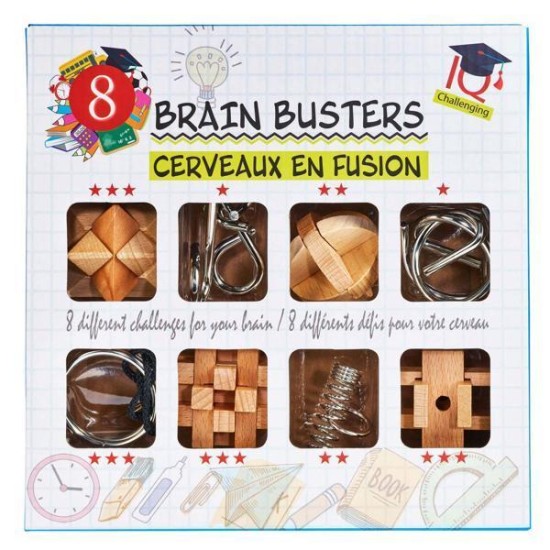 Breinpuzzelset Hout En Metaal 8St.