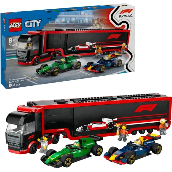 Lego City 60445 F1 Truck Met Rb20 En Amr24 F1 Auto's