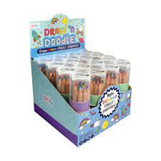 Ooly - Draw 'N Doodle Mini Colored Pencils + Sharpener - Display Of 16