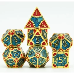 Dobbelstenenset Metaal Steampunk Blauw Dobbelstenenset Metaal Steampunk Blauw