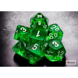 Translucent Mini-Polyhedral Green/White Dobbelsteen Set (7 Stuks) Translucent Mini-Polyhedral Green/White Dobbelsteen Set (7 Stuks)