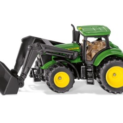 Siku John Deere Tractor Met Voorlader Groen Metaal/Kunststof Rubberen Banden Beweegbare Voorlader