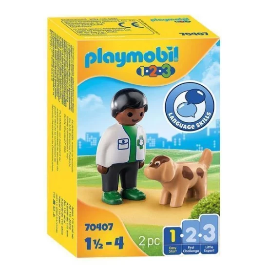 Playmobil 1.2.3. Dierenarts Met Hond - 70407