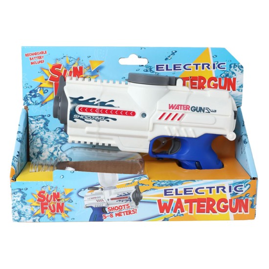 Sun Fun Waterpistool Elektrisch Met Fles Wit/Blauw 18Cm