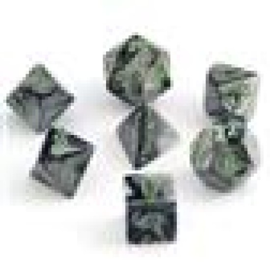 Dice Set Gemi Poly Black-Grey Green (7)
