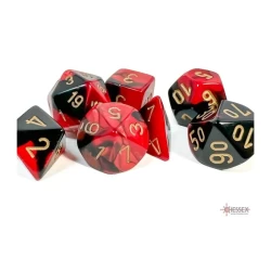 Dice Set Gemi Poly Black-Red Gold (7) Dice Set Gemi Poly Black-Red Gold (7)