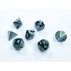 Gemini Mini-Hedral Black-Grey/Green Dobbelsteen Set (7 Stuks) Gemini Mini-Hedral Black-Grey/Green Dobbelsteen Set (7 Stuks)