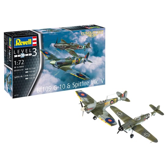 Combat Set Messerschmitt Bf109G-10 & Spitfire Mk.v Revell Modelbouwpakket