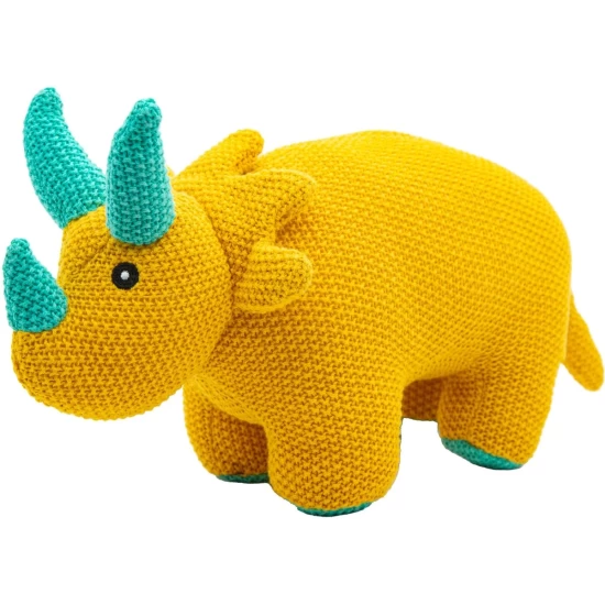 Cute Since 1999 - Dinosauruspark -  Dinosaurus Speelgoed - Gele Triceratops - Katoen Knuffel - 29Cm