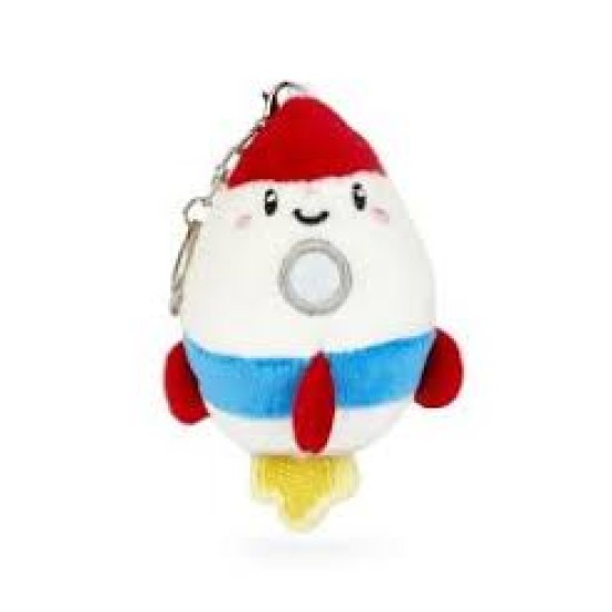 Sleutelhangerfluffy Rocketwit/Roodmetaal/Stof