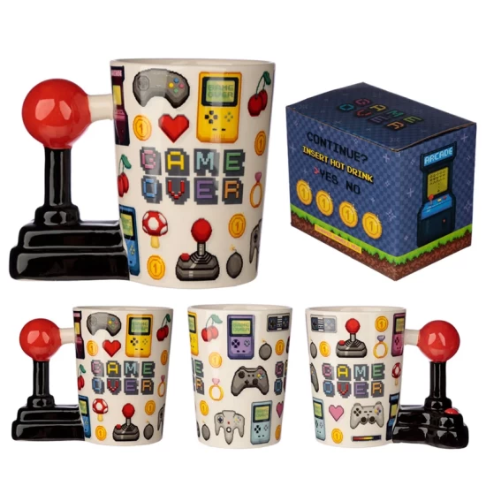 Game Over Joystick Pixel - Gevormd Handvat Keramiek Mok