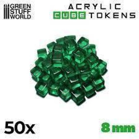 Green Cube Tokens 8Mm