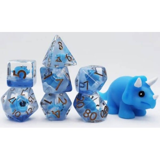 Blue Triceratops Rpg Dice Set