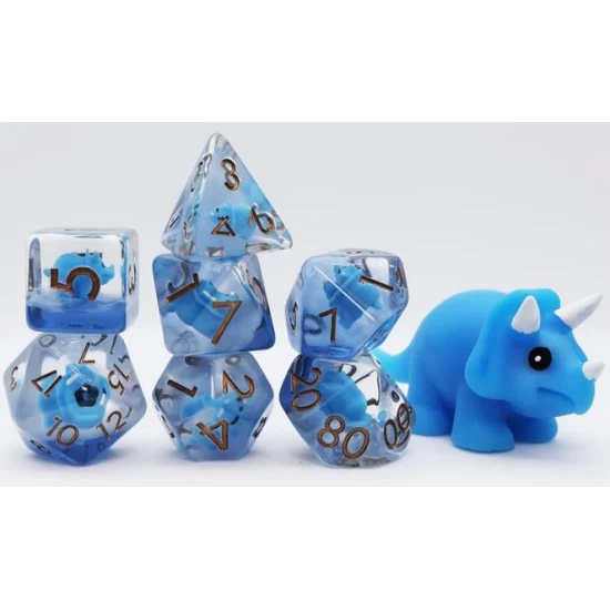 Blue Triceratops Rpg Dice Set
