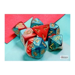 Gemini Mini-Polyhedral Red-Teal/Gold Dob Gemini Mini-Polyhedral Red-Teal/Gold Dob