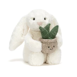 Jellycat Cream Bashful Bunny With Plant Jellycat Cream Bashful Bunny With Plant