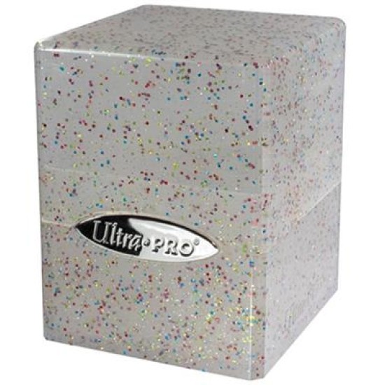 Deckbox Satin Cube Glitter Clear