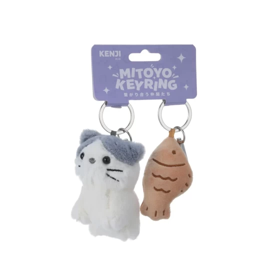 Keyring Fluffy Duo Cat Fish Blue