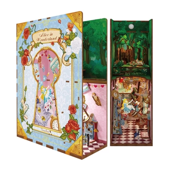 Tonecheer Diy Book Nook Alice In Wonderland Bookend Tq128 18X8X245Cm