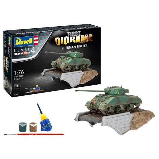 First Diorama Set - Sherman Firefly Revell Modelbouwpakket Met Basisaccessoires