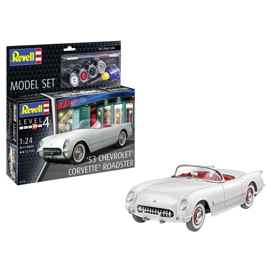 Model Set 1953 Corvette Roadster  Revell Modelbouwpakket Met Basisaccessoires