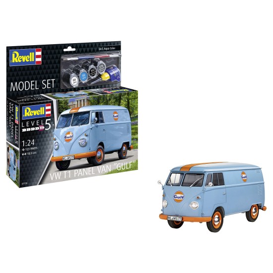 Model Set Vw T1 Panel Van (Gulf Decoration) Revell Modelbouwpakket Met Basisaccessoires