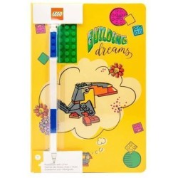 Lego: 2.0 Journal 4 X 6 Green Brick With Blue Gel Pen Set - Buiding D.