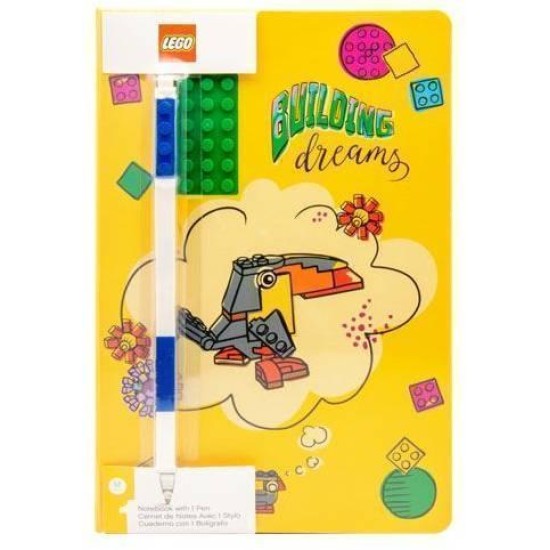 Lego: 2.0 Journal 4 X 6 Green Brick With Blue Gel Pen Set - Buiding D.
