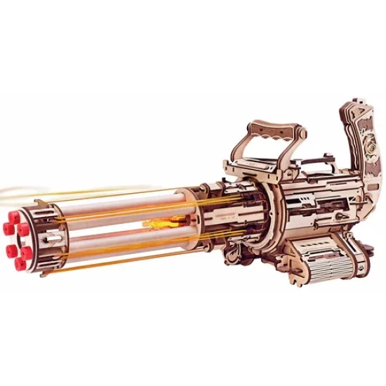 Robotime 3D Houten Puzzel Rotating-Barrel Machine Gun Lqa01 45163X21Cm