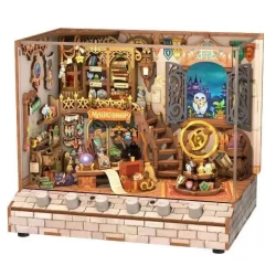 Tonecheer Diy 3D Houten Puzzel Met 6 Verschillende Geluidseffecten En Stofkap Miniature House Magic Shop Tq403 18145154Cm Tonecheer Diy 3D Houten Puzzel Met 6 Verschillende Geluidseffecten En Stofkap Miniature House Magic Shop Tq403 18145154Cm